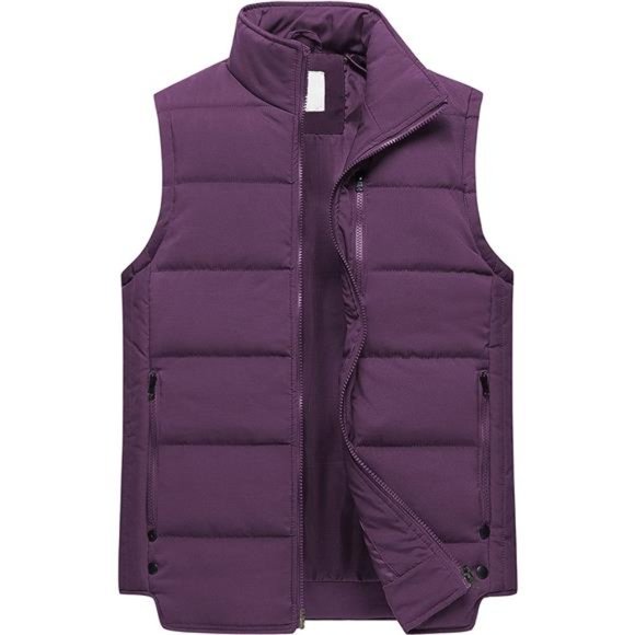 Women's Puffer Vest Casual Stand Collar Quilted Outdoor Padded Ski Vest